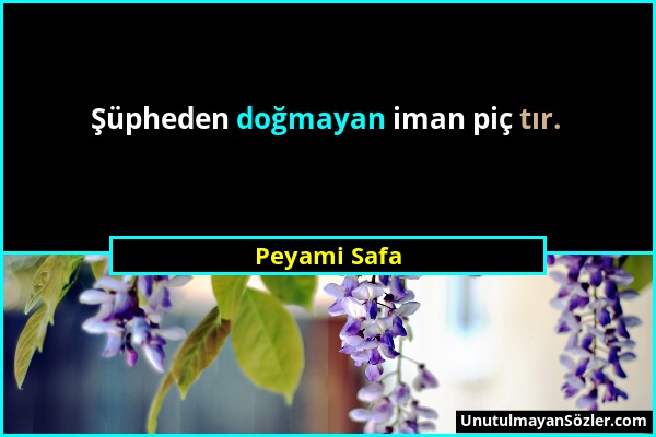 Peyami Safa - Şüpheden doğmayan iman piç tır....