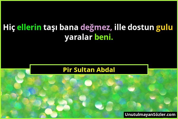 Pir Sultan Abdal - Hiç ellerin taşı bana değmez, ille dostun gulu yaralar beni....