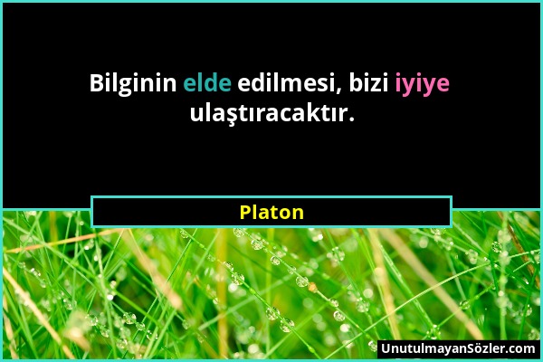 Platon - Bilginin elde edilmesi, bizi iyiye ulaştıracaktır....