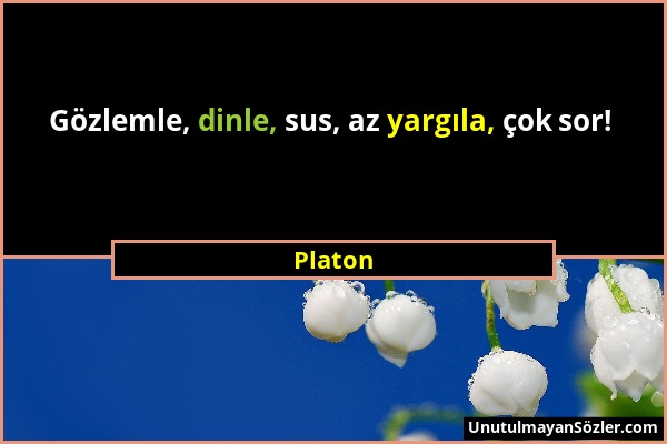 Platon - Gözlemle, dinle, sus, az yargıla, çok sor!...