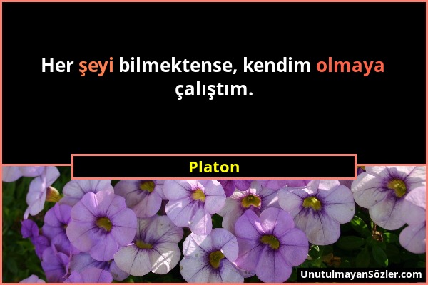 Platon - Her şeyi bilmektense, kendim olmaya çalıştım....