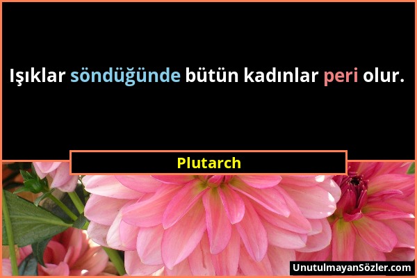 Plutarch - Işıklar söndüğünde bütün kadınlar peri olur....