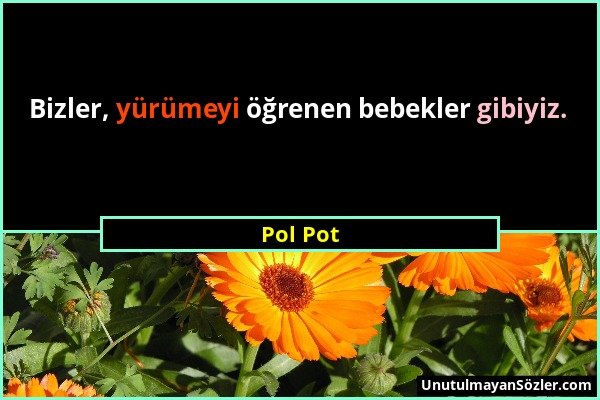 Pol Pot - Bizler, yürümeyi öğrenen bebekler gibiyiz....