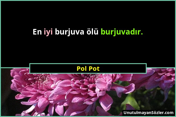 Pol Pot - En iyi burjuva ölü burjuvadır....