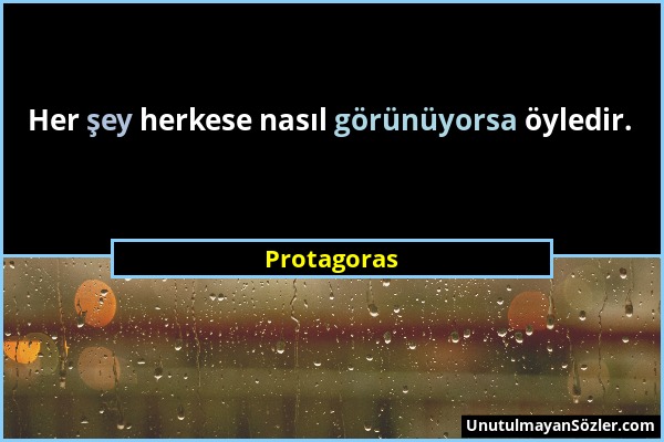 Protagoras - Her şey herkese nasıl görünüyorsa öyledir....