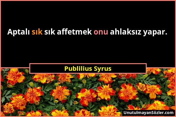 Publilius Syrus - Aptalı sık sık affetmek onu ahlaksız yapar....