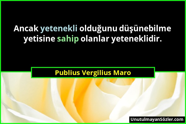 Publius Vergilius Maro - Ancak yetenekli olduğunu düşünebilme yetisine sahip olanlar yeteneklidir....