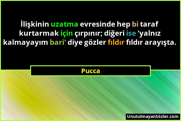 Pucca - İlişkinin uzatma evresinde hep bi taraf kurtarmak için çırpınır; diğeri ise 'yalnız kalmayayım bari' diye gözler fıldır fıldır arayışta....