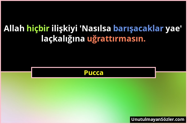 Pucca - Allah hiçbir ilişkiyi 'Nasılsa barışacaklar yae' laçkalığına uğrattırmasın....