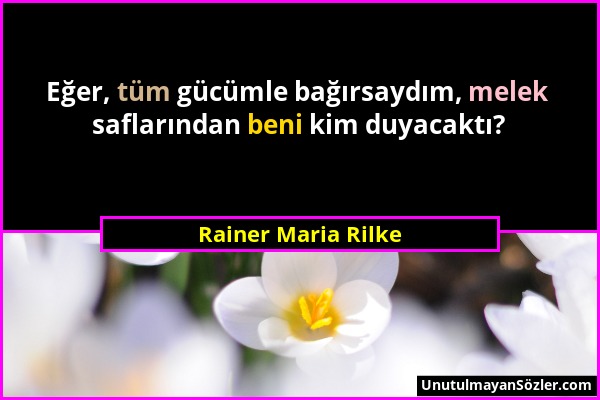 Rainer Maria Rilke - Eğer, tüm gücümle bağırsaydım, melek saflarından beni kim duyacaktı?...