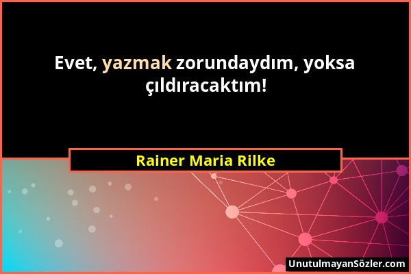 Rainer Maria Rilke - Evet, yazmak zorundaydım, yoksa çıldıracaktım!...