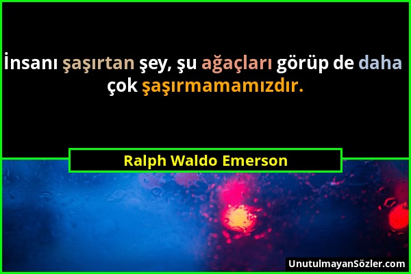 Ralph Waldo Emerson - İnsanı şaşırtan şey, şu ağaçları görüp de daha çok şaşırmamamızdır....