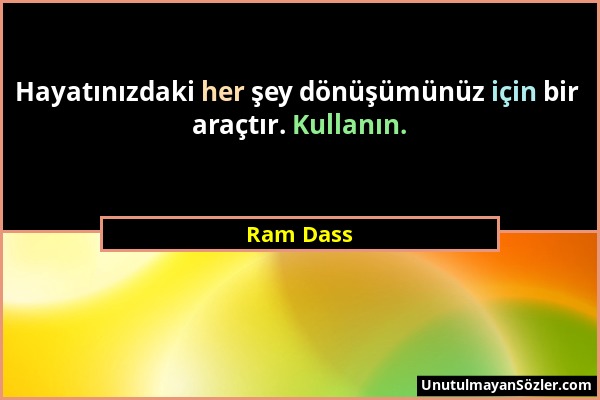Ram Dass - Hayatınızdaki her şey dönüşümünüz için bir araçtır. Kullanın....