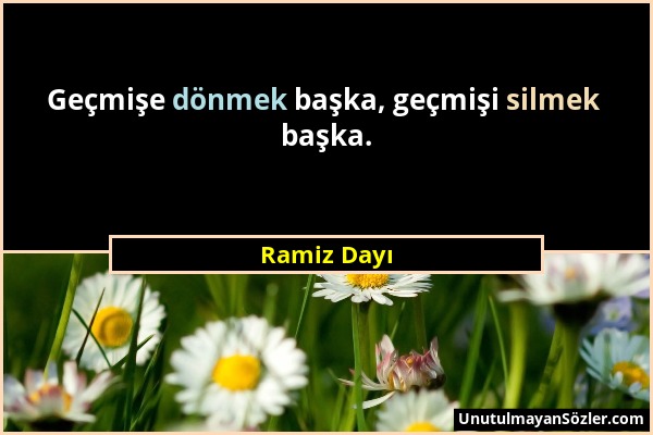 Ramiz Dayı - Geçmişe dönmek başka, geçmişi silmek başka....