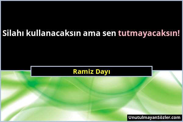 Ramiz Dayı - Silahı kullanacaksın ama sen tutmayacaksın!...