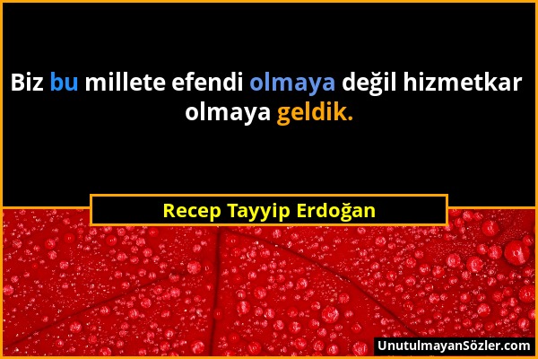 Recep Tayyip Erdoğan - Biz bu millete efendi olmaya değil hizmetkar olmaya geldik....