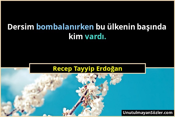 Recep Tayyip Erdoğan - Dersim bombalanırken bu ülkenin başında kim vardı....