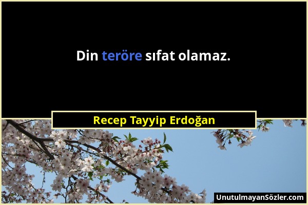 Recep Tayyip Erdoğan - Din teröre sıfat olamaz....