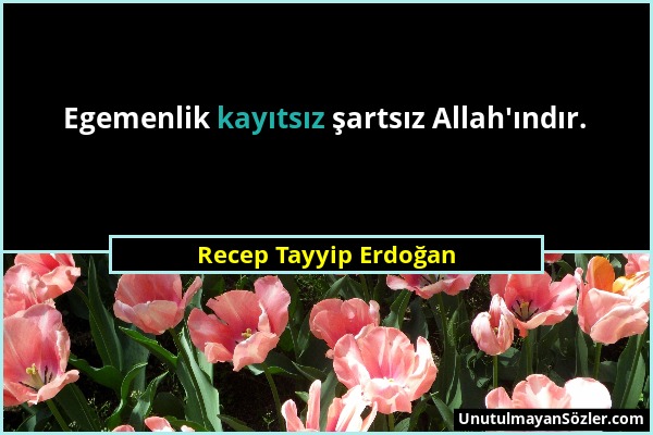 Recep Tayyip Erdoğan - Egemenlik kayıtsız şartsız Allah'ındır....
