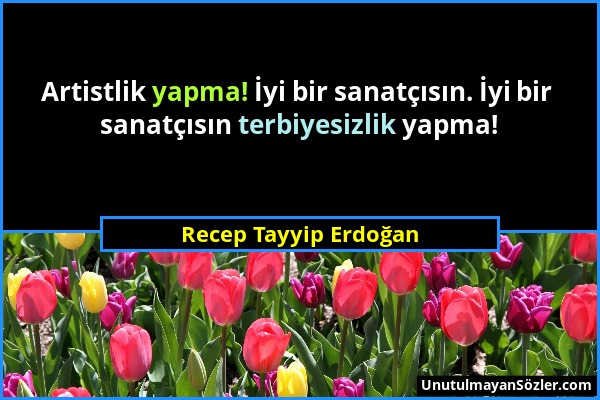 Recep Tayyip Erdoğan - Artistlik yapma! İyi bir sanatçısın. İyi bir sanatçısın terbiyesizlik yapma!...