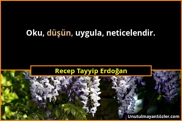 Recep Tayyip Erdoğan - Oku, düşün, uygula, neticelendir....