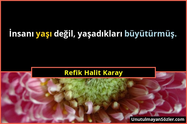 Refik Halit Karay - İnsanı yaşı değil, yaşadıkları büyütürmüş....