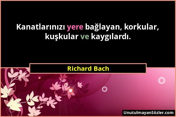 Richard Bach - Kanatlarınızı yere bağlayan, korkular, kuşkular ve kaygılardı....