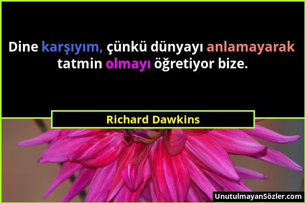 Richard Dawkins - Dine karşıyım, çünkü dünyayı anlamayarak tatmin olmayı öğretiyor bize....