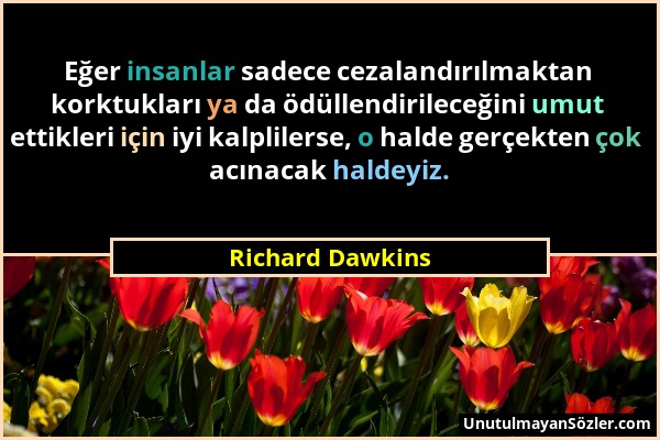 Richard Dawkins - Eğer insanlar sadece cezalandırılmaktan korktukları ya da ödüllendirileceğini umut ettikleri için iyi kalplilerse, o halde gerçekten...