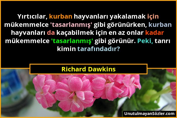Richard Dawkins - Yırtıcılar, kurban hayvanları yakalamak için mükemmelce 'tasarlanmış' gibi görünürken, kurban hayvanları da kaçabilmek için en az on...