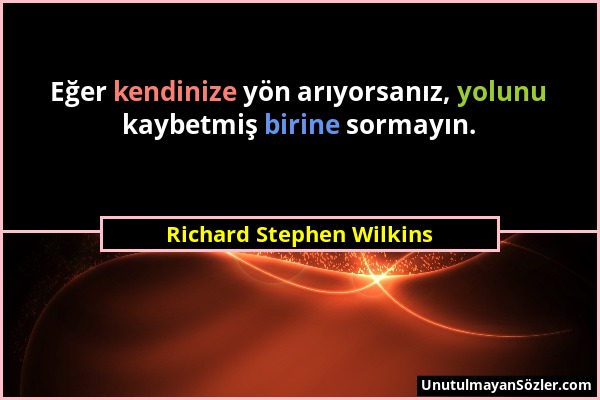 Richard Stephen Wilkins - Eğer kendinize yön arıyorsanız, yolunu kaybetmiş birine sormayın....