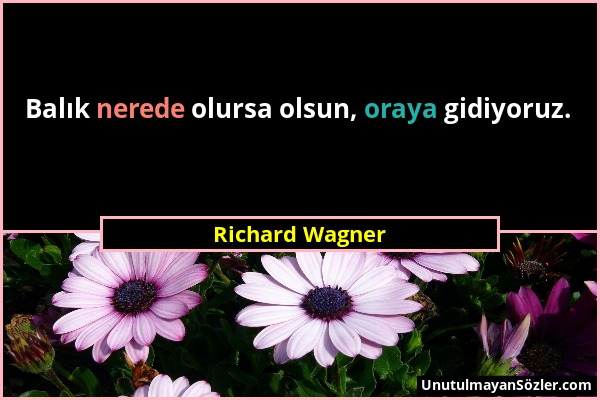 Richard Wagner - Balık nerede olursa olsun, oraya gidiyoruz....