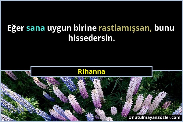 Rihanna - Eğer sana uygun birine rastlamışsan, bunu hissedersin....