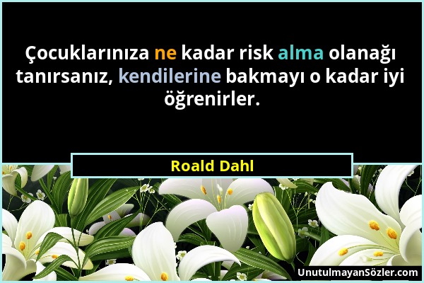 Roald Dahl - Çocuklarınıza ne kadar risk alma olanağı tanırsanız, kendilerine bakmayı o kadar iyi öğrenirler....