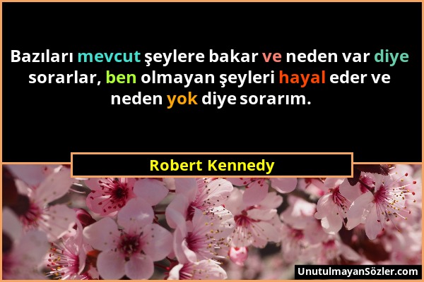 Robert Kennedy - Bazıları mevcut şeylere bakar ve neden var diye sorarlar, ben olmayan şeyleri hayal eder ve neden yok diye sorarım....