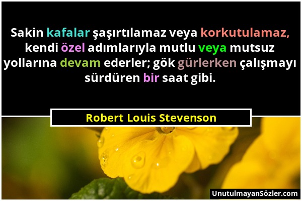 Robert Louis Stevenson - Sakin kafalar şaşırtılamaz veya korkutulamaz, kendi özel adımlarıyla mutlu veya mutsuz yollarına devam ederler; gök gürlerken...
