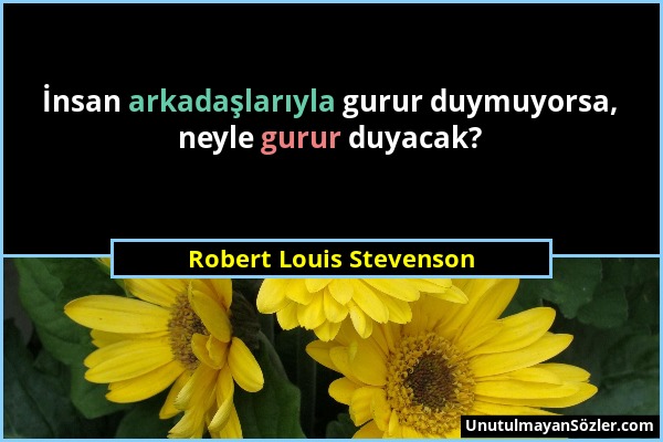 Robert Louis Stevenson - İnsan arkadaşlarıyla gurur duymuyorsa, neyle gurur duyacak?...
