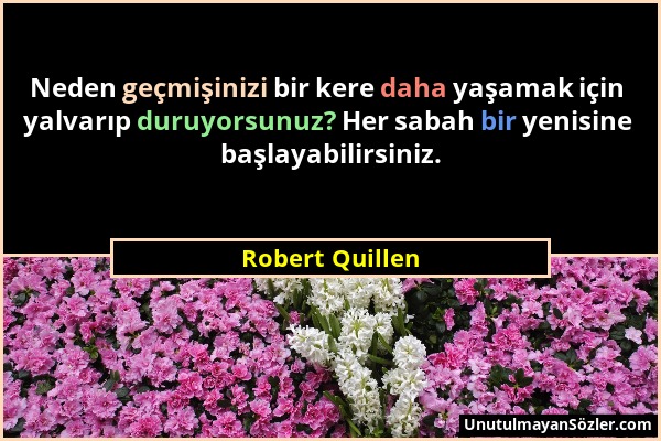 Robert Quillen - Neden geçmişinizi bir kere daha yaşamak için yalvarıp duruyorsunuz? Her sabah bir yenisine başlayabilirsiniz....