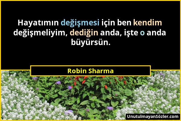 Robin Sharma - Hayatımın değişmesi için ben kendim değişmeliyim, dediğin anda, işte o anda büyürsün....