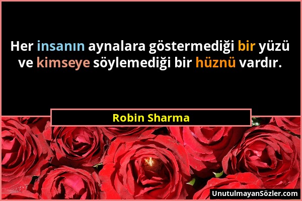 Robin Sharma - Her insanın aynalara göstermediği bir yüzü ve kimseye söylemediği bir hüznü vardır....