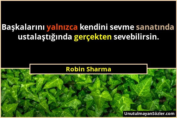 Robin Sharma - Başkalarını yalnızca kendini sevme sanatında ustalaştığında gerçekten sevebilirsin....