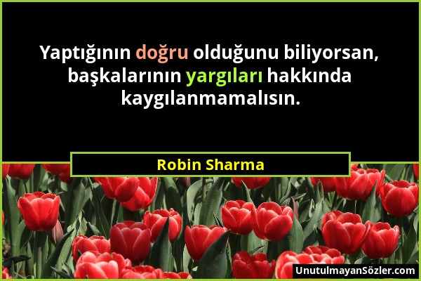 Robin Sharma - Yaptığının doğru olduğunu biliyorsan, başkalarının yargıları hakkında kaygılanmamalısın....