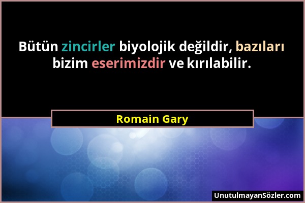 Romain Gary - Bütün zincirler biyolojik değildir, bazıları bizim eserimizdir ve kırılabilir....