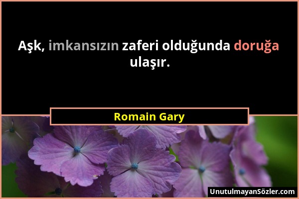 Romain Gary - Aşk, imkansızın zaferi olduğunda doruğa ulaşır....