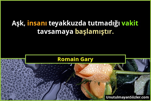 Romain Gary - Aşk, insanı teyakkuzda tutmadığı vakit tavsamaya başlamıştır....