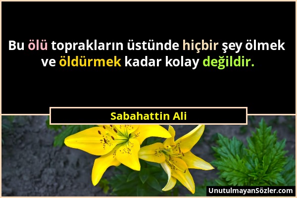 Sabahattin Ali - Bu ölü toprakların üstünde hiçbir şey ölmek ve öldürmek kadar kolay değildir....