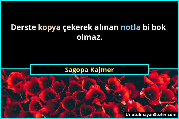 Sagopa Kajmer - Derste kopya çekerek alınan notla bi bok olmaz....