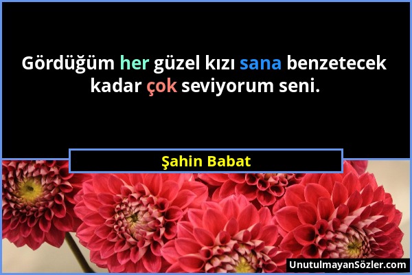 Şahin Babat - Gördüğüm her güzel kızı sana benzetecek kadar çok seviyorum seni....