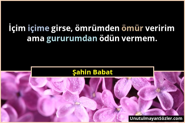 Şahin Babat - İçim içime girse, ömrümden ömür veririm ama gururumdan ödün vermem....