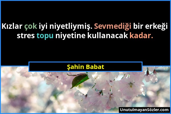 Şahin Babat - Kızlar çok iyi niyetliymiş. Sevmediği bir erkeği stres topu niyetine kullanacak kadar....